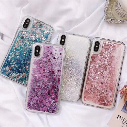 Glitter Phone Case For iphone X XR XS 11 12 6S 6 7 8 SE 2020 Plus Mini Pro MAX Dynamic Liquid Love Heart Star Quicksand Cover