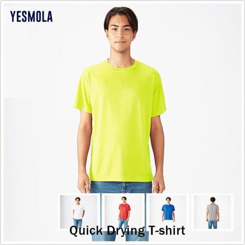 YESMOLA Quick Drying T-shirt 2021 Summer Mens T-shirt Solid Color Sports Round Neck Short Sleeve Running Leisure Casual T Shirt