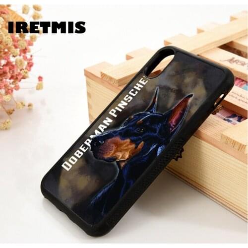 Iretmis 5 5S SE 6 6S Soft TPU phone case cover for iPhone 7 8 plus X Xs 11 Pro Max XR Doberman Pinscher Black On Brown Dog Pet