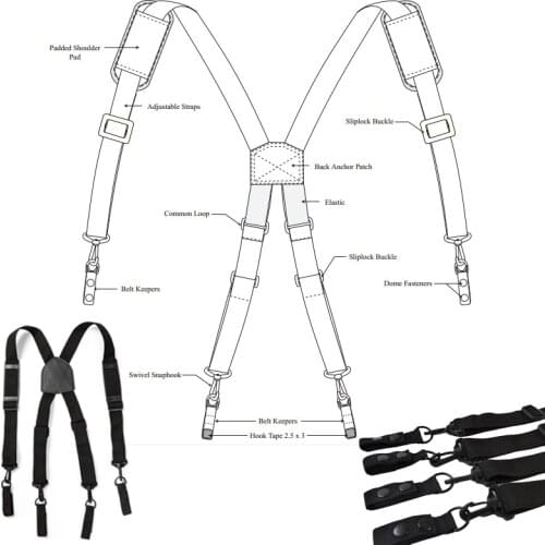 Black Suspender Tooling Strap Hang Heavy Objects Suspenders Men Adjustable Combat Readiness X-Shape Braces Tac Male Suspenders