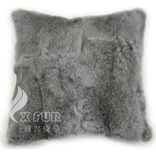 CX-D-73 40x40cm New Real Natural Cozy Genuine Rabbit Fur Pillowcase Cushion Seat Cushion