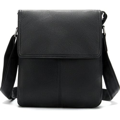 Business Messenger Bag Mens Genuine Leather shoulder bag Small Flap male Vintage Crossbody Bags handbags Casual Shoulder bag