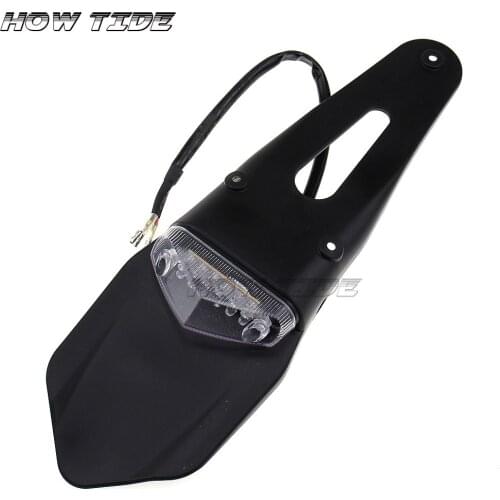 Motorcycle Rear Fender License Plate Bracket Holder with 12V LED Taillight Brake Lamp Universal for Enduro Off-Road Bike