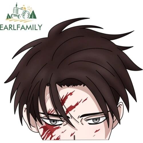 EARLFAMILY 13cm x 11.3cm for Attack on Titan Peek Car Stickers Car Refrigerators Decal Waterproof Sunscreen Funny RV JDM VAN