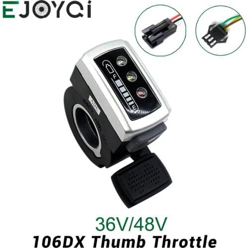 EJOYQI Ebike Thumb Throttle 106DX 36V 48V Speed Control 6 Wires Ebike Accessories Throttle with Power Switch