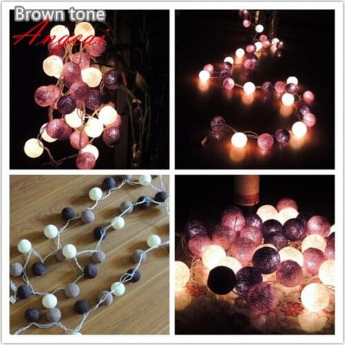 20pcs/sets thai style cotton ball string lights, Party,patio,wedding,newborn,xmas,valentine decor gift -multicolor can choose
