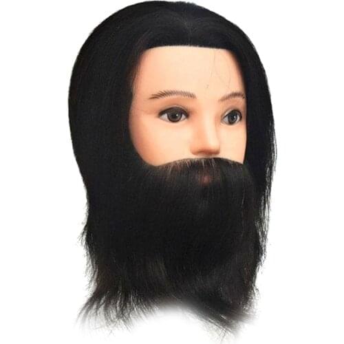 Training Mannequin Head, Manikin Cosmetology Doll Afro with 100% Human Hair & Beard