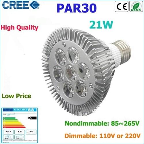 Hot selling, LED Lamp Bulb light (Free Shipping) Par 30 (7x3W) 21W E27 Spotlight Cool White | Warm White 85V-265V