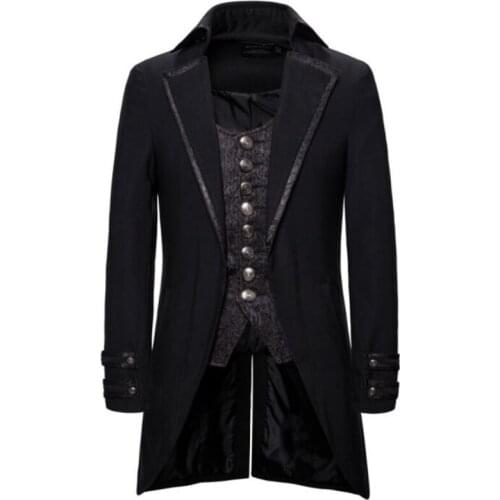 Fake two-piece tuxedo suits mens clothing British court retro personality casual plus size mid-length blazers host the show