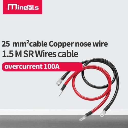 Battery Connection Cable,25mmsq 1.5m High Current Copper Wire with Lug,Car Inverter Wire,UPS,Battery Series and Parallel Connect