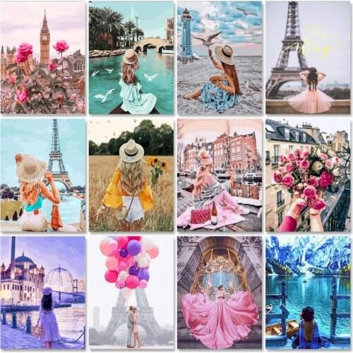 SDOYUNO Paint By Number Girl Drawing On Canvas HandPainted Painting Art Gift DIY Pictures By Number Landscape Kits Home Decor