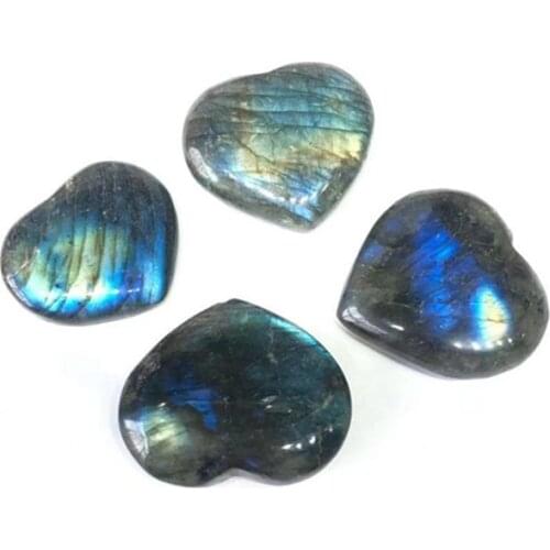 Labradorite Heart Natural Quartz Hand Made Gemstones For Healing Reiki