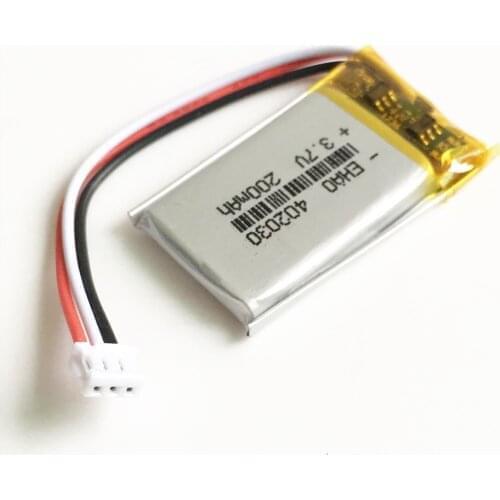 3.7V Lipo polymer battery rechargeable 200mAh 402030 JST 1.5mm 3pin customized wholesale CE FCC ROHS MSDS quality certification