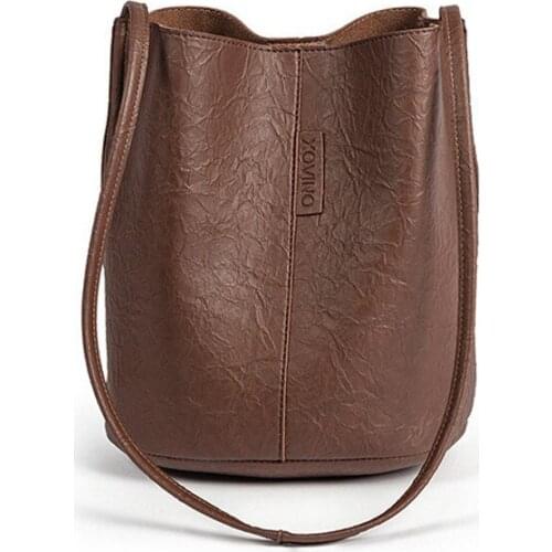 Mini Bucket Bag PU Leather Shoulder Bag Purse for Women