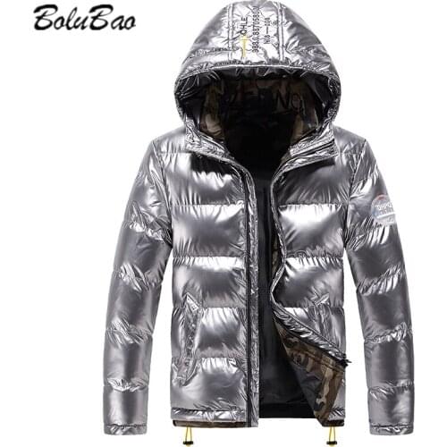 BOLUBAO Mens Solid Color Hooded Cotton Zipper Jacket Casual Thickening Bright Color Winter Mens Trend Brand Parka