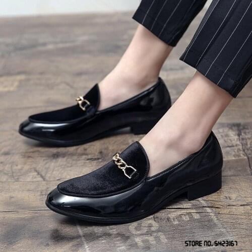 2021 New Trending Blue Velvet Patchwork Flats Oxford Dress Shoes For Men Moccasins Wedding Prom Formal Footwear Zapatos Hombre