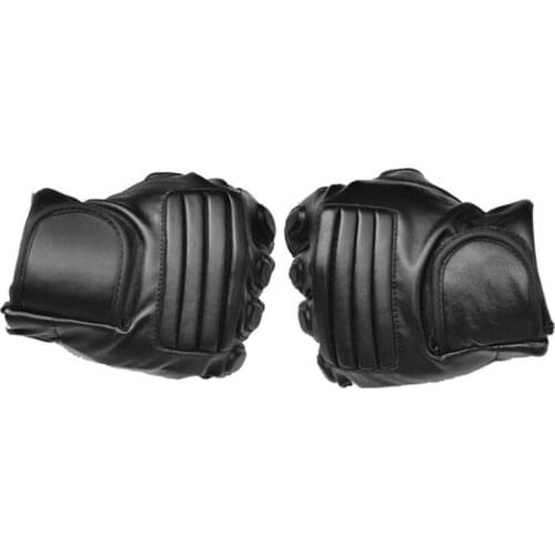 Men Black PU Leather Tactical Gym Mitten Army Military Outdoor Sport Fitness Cycling Non-slip Half Finger Driving Glove G141