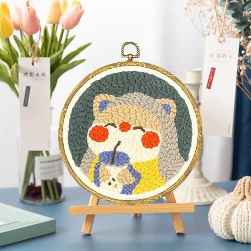 Easy Punch Needle Embroidery Kit for Beginner Kids Room Decor Cartoon DIY Needlework Wool Work Handmade Sewing Kits Craft Gift