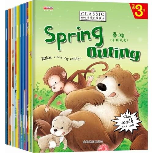 New 10 Books/Set English Picture Book Reading English Enlightenment Story Bilingual Picture Book for Children Age 2-6 Years Old