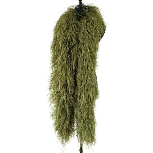 Olive Green Fluffy Ostrich Feathers Boa For Shawl Clothing Sewing Wedding Dress Accessories Decorative Crafts Feathers Customize