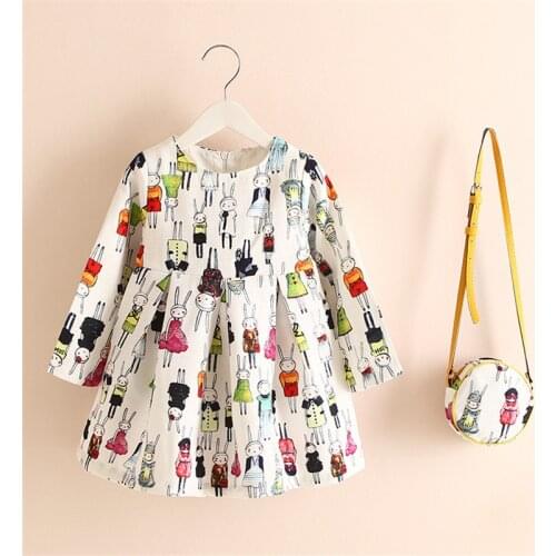 Girls Dress Kinderkleding Meisjes 2017 Spring Brand Children Costume for Kids Dresses Clothes Character Princess Dress with Bag