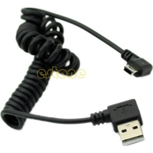 USB 2.0 left Angle 90 Degree A Male to Left Angle Mini B 5p Male Spring Cable E56B