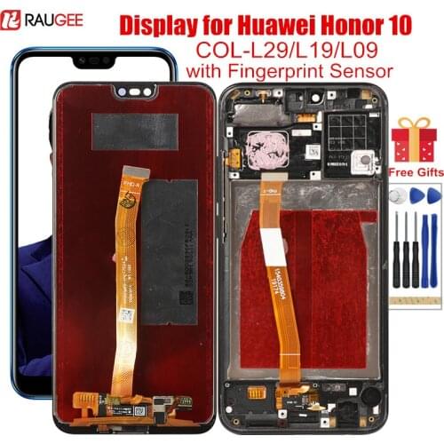 LCD Display for Huawei Honor 10 Lcd with Frame Fingerprint Sensor Screen Replacement for Honor 10 Honor10 COL-L29/L19/L09 Screen