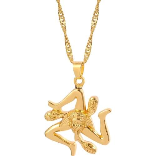 Sicily Italy Cities Flag Pendant Necklaces Gold Color Wave Chain Italian Sicilia Choker Necklace Jewelry Gifts For Italian