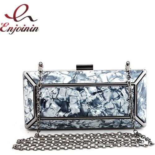 Luxury Fashion Marble Decorative Box Style Ladies Party Clutch Bag Evening Bag Mini Chain Purse Handbag Shoulder Bag Flap