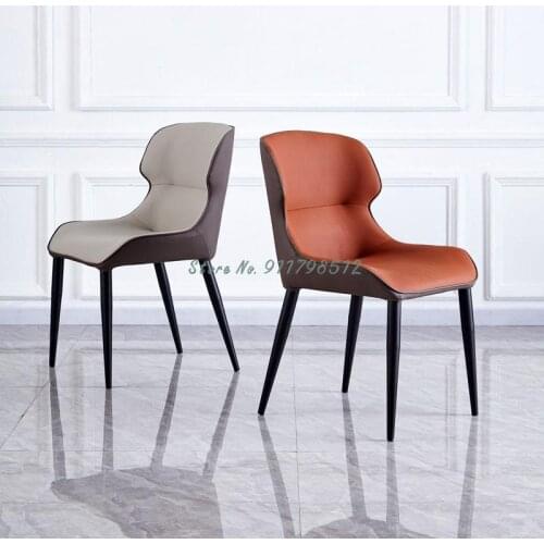 Light luxury dining chair modern minimalist home bedroom makeup stool study stool Nordic leather restaurant chair with backrest
