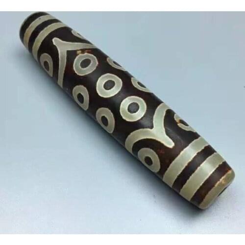 Equisite Tibetan Dzi Bead Amulet 21 Eyes Vein Pendant Chalcedony Magical Dangling Hanging Churinga Amulet Rare