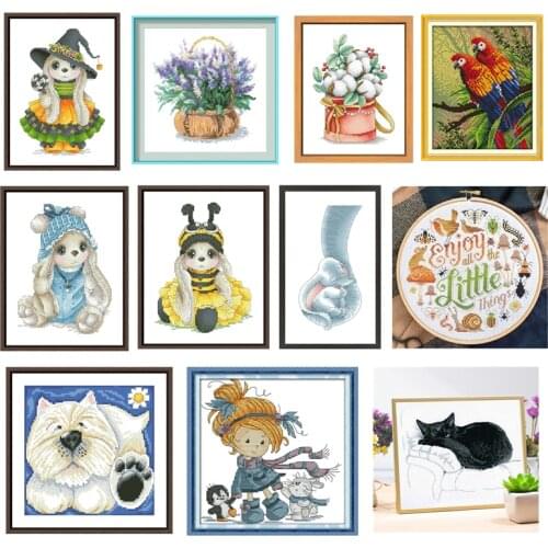 Fairy cartoon cross stitch package rose 18ct 14ct 11ct white fabric cotton silk thread embroidery DIY handmade needlework