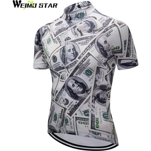 Weimostar Dollar Cycling Jersey Top Men Printed Breathable Bicycle Cycling Clothing 100% Polyester mtb Bike Jersey Ropa Ciclismo