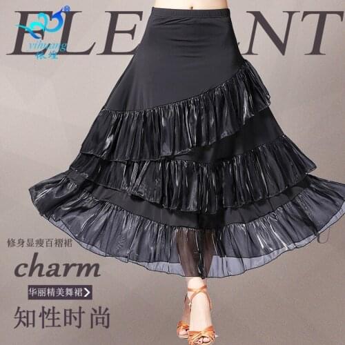 Lady Ballroom Dance Skirt Female Modern Dance Suit Girls Sumba Rumba Dance Dance Costumes Practice Show Large Swing Skirt D-0050
