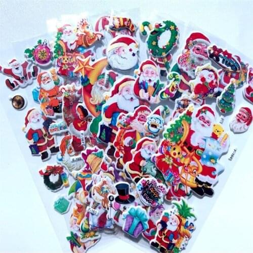1/5pcs Happy New Year Christmas Gifts 3D Carton Merry Christmas Puffy Stickers Bubble Sticker Santa Claus Xmas Decor for Kids