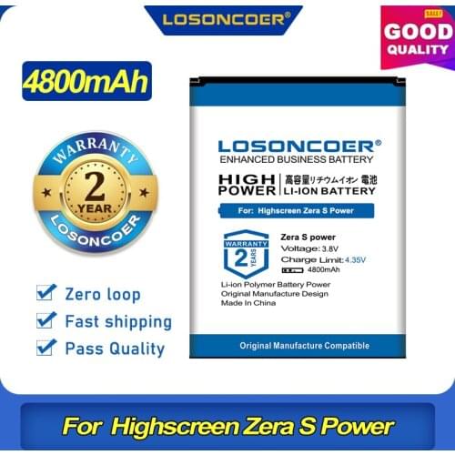100% Original LOSONCOER 4800mAh For Highscreen Zera S Power Battery