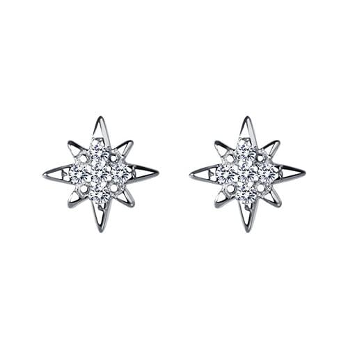 6.5mm small Cute 100% Real. 925 Sterling Silver CZ Astral Star Starlight stud Earrings Geometric Jewelry C-G8902