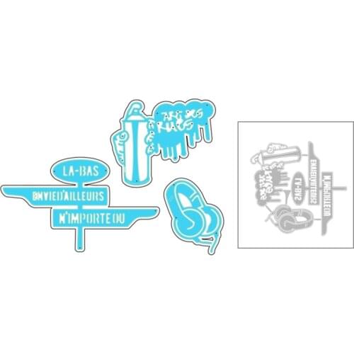2020 New Headset Road Sign and English Words Metal Cutting Dies For DIY Decoration Greeting Card Cut Paper Scrapbooking No Stamp