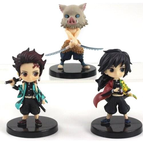3pcs/set Anime Demon Slayer Figure Q Posket Tanjirou Hashibira Inosuke Tomioka Giyuu Figure Toys