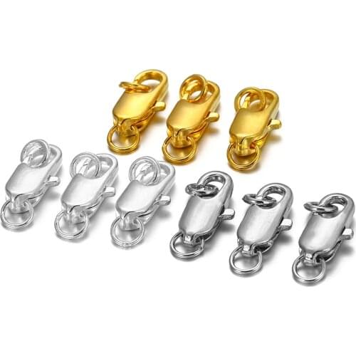 30pcs/lot Lobster Clasps Hooks Claw Swivel Clasp With Open Jump Ring For DIY Jewelry Making Findings Necklace Bracelet Buckle