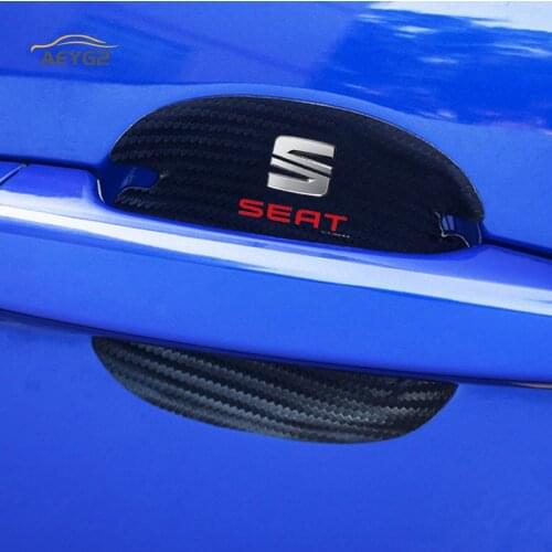 4pcs Carbon Fiber Pattern Car Door Handle Scratch Protector Stickers For Seat Leon FR Ibiza Altea Alhambra Exeo Ateca Toledo