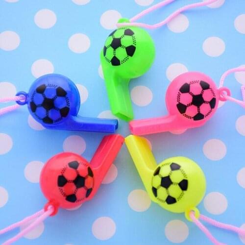 48pcs Candy Color Smile Face Football Whistle Noise Maker Children Sports Meeting Cheering Props Party Favors Christmas
