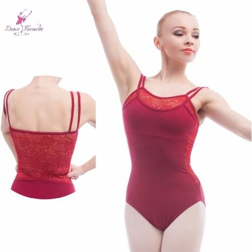 5 pcs/lot burgundy double layer camisole ballet leotard lace adult ballet leotard ballerina dancewear