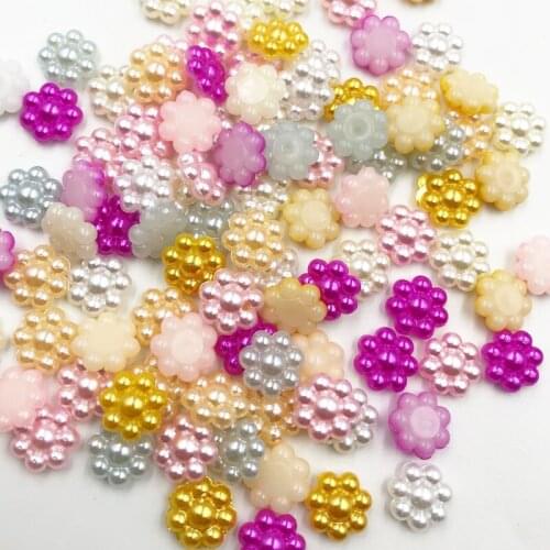 50pcs Mix 10 mm Flowers Plastic Imitation Pearl Flatback No Hole Acessories
