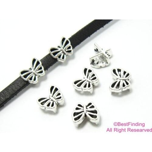 5x2mm Butterfly leather findings 6mm flat leather sliders FF221