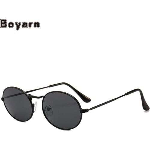 Boyarn 2021 Korean Metal Small Frame Sunglasses Retro Oval Frame Sunglasses Fashion Ocean Sun Glasses For Men And Women UV400