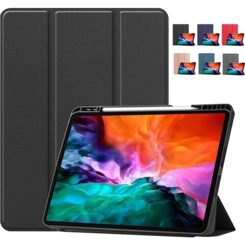 For iPad Case With Pencil Holder 11 12.9 inch Folding Leather Smart Cover For Funda iPad Pro 12 9 Case 2021 2020 Stand Shell