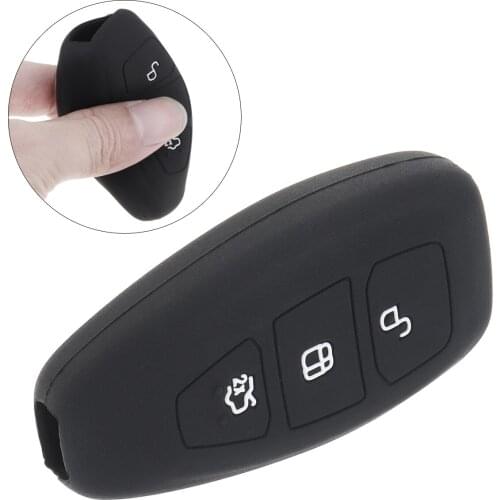 Black 3 Buttons Silicone Flip Folding Car Key Cover Protector Holder Fit for Ford Fiesta Focus 3 4 MK3 MK4 Mondeo Focus ST new