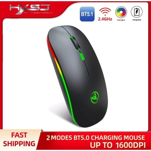 Dual mode charging mouse silent 2.4G wireless+Bluetooth 5.1 mouse colorful light be turned offBuilt-in 500mAh battery 1600dpi