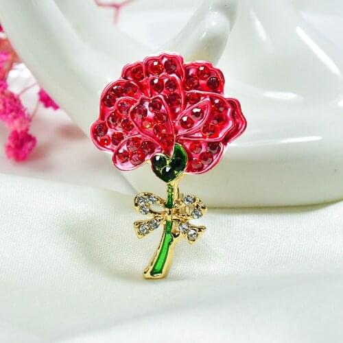 Elegant Crystal Carnation Brooch Clothing Decor Jewelry Brooch for Women Lady Gifts